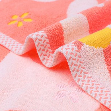 Floral Pattern Pure Cotton Soft Absorbent Decorative Hand Towels 13 x 29 Inch 4 Pack