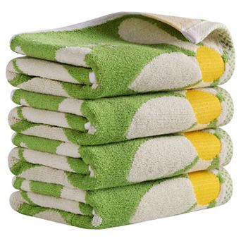 Floral Pattern Pure Cotton Soft Absorbent Decorative Hand Towels 13 x 29 Inch 4 Pack