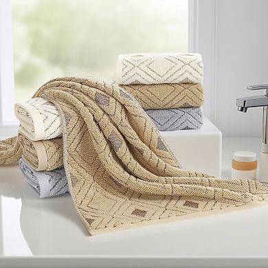 Geometric Pattern Cotton Decorative Hand Towels, 13x29 Inch Absorbent Soft Towel 4 Pack