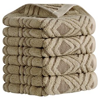 Geometric Pattern Cotton Decorative Hand Towels, 13x29 Inch Absorbent Soft Towel 4 Pack