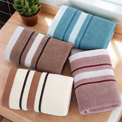Striped Hand Towels for Bathroom Set of 2 Absorbent Soft Decorative Towel 13"x29"
