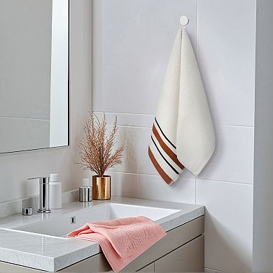 Striped Hand Towels for Bathroom Set of 2 Absorbent Soft Decorative Towel 13"x29"