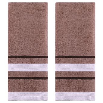 Striped Hand Towels for Bathroom Set of 2 Absorbent Soft Decorative Towel 13"x29"