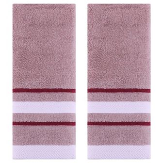 Striped Hand Towels for Bathroom Set of 2 Absorbent Soft Decorative Towel 13"x29"