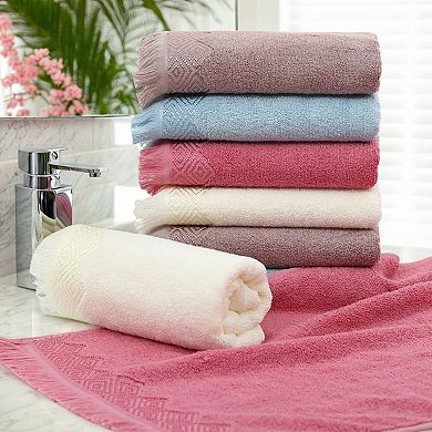Geometric Patterns Turkish Decorative Hand Towels Set of 2, Absorbent Soft Face Towel Set 13"x29"