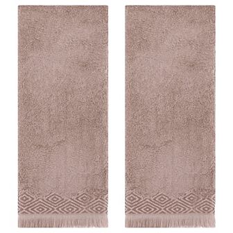 Geometric Patterns Turkish Decorative Hand Towels Set of 2, Absorbent Soft Face Towel Set 13"x29"