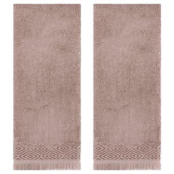 Geometric Patterns Turkish Decorative Hand Towels Set of 2, Absorbent Soft Face Towel Set 13"x29"