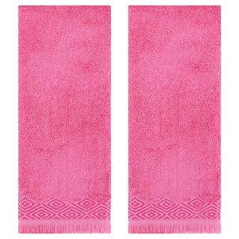 Geometric Patterns Turkish Decorative Hand Towels Set of 2, Absorbent Soft Face Towel Set 13"x29"