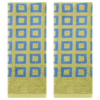 Geometry Patterned Bathroom Hand Towels, Cotton Absorbent Soft Towel, 13x28 Inch 2 Pack