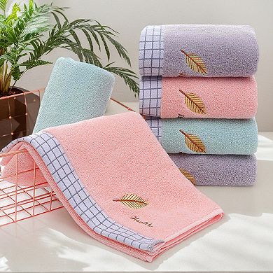 Leaves Pattern Hand Towels for Bathroom, 13x29 Inch Soft Absorbent Decorative Towel 4 Pack
