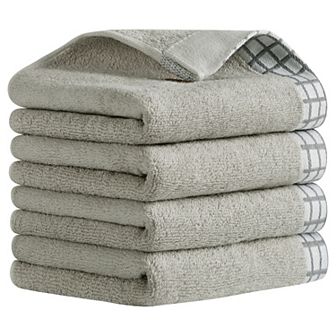 Leaves Pattern Hand Towels for Bathroom, 13x29 Inch Soft Absorbent Decorative Towel 4 Pack