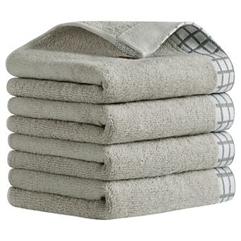 Leaves Pattern Hand Towels for Bathroom, 13x29 Inch Soft Absorbent Decorative Towel 4 Pack