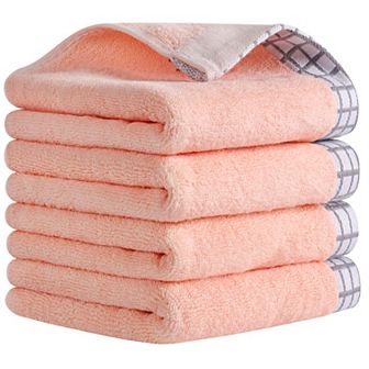 Leaves Pattern Hand Towels for Bathroom, 13x29 Inch Soft Absorbent Decorative Towel 4 Pack