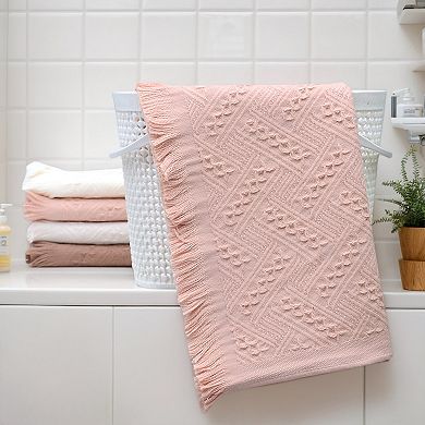 Jacquard Pattern Boho Decorative Hand Towels, 2 Pack Cotton Absorbent Soft Bathroom Towel 13"x29"