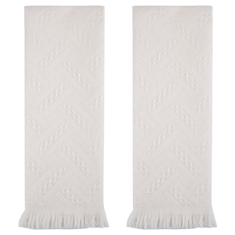Jacquard Pattern Boho Decorative Hand Towels, 2 Pack Cotton Absorbent Soft Bathroom Towel 13"x29"