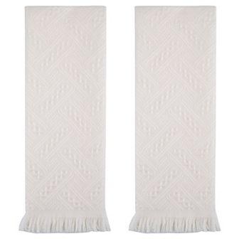 Jacquard Pattern Boho Decorative Hand Towels, 2 Pack Cotton Absorbent Soft Bathroom Towel 13"x29"
