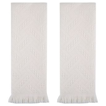 Jacquard Pattern Boho Decorative Hand Towels, 2 Pack Cotton Absorbent Soft Bathroom Towel 13"x29"