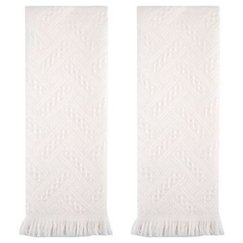 Jacquard Pattern Boho Decorative Hand Towels, 2 Pack Cotton Absorbent Soft Bathroom Towel 13"x29"