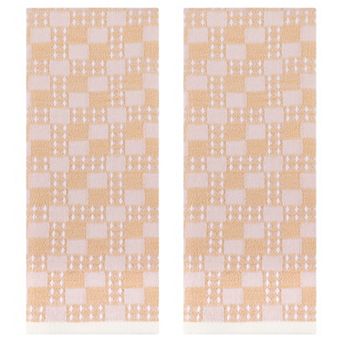 Waffle Hand Towels Set of 2 Checked Pattern Absorbent Soft Decorative Towel for Bathroom 13"x28"