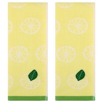 Lemon Fruit Pattern Hand Towels for Bathroom, Soft Absorbent Cotton Towel, 13x29 Inch 2 Pack