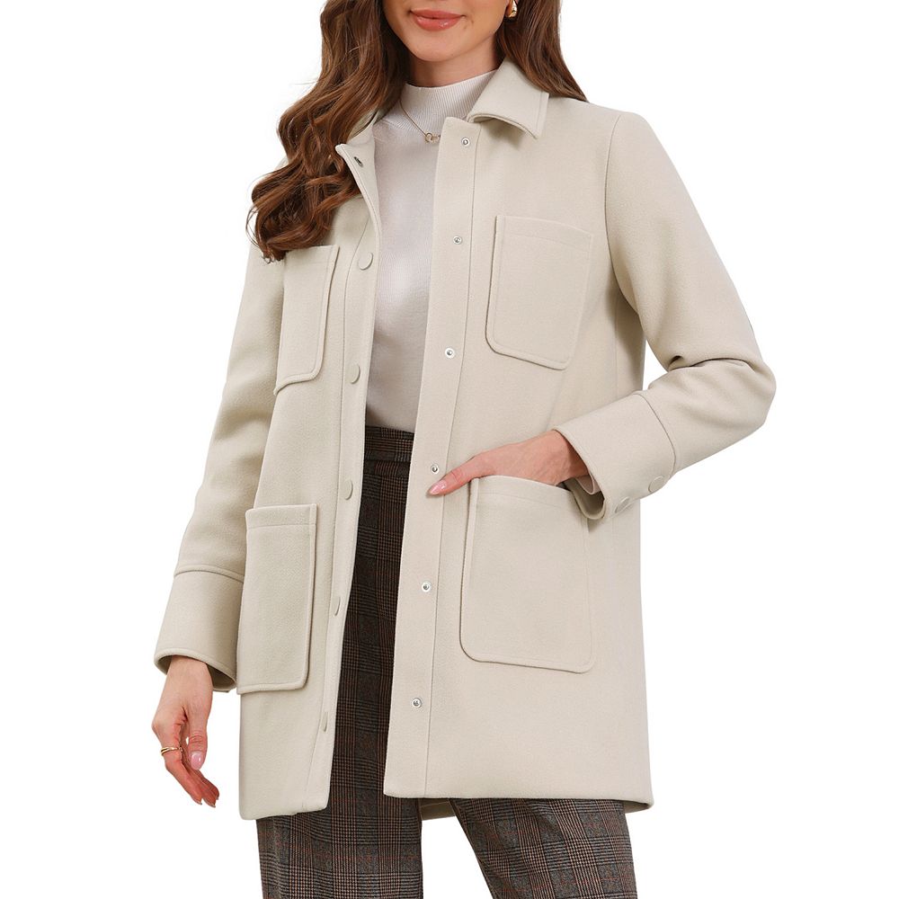 Work Short Coat for Women's Turn Down Collar Single Breasted Long