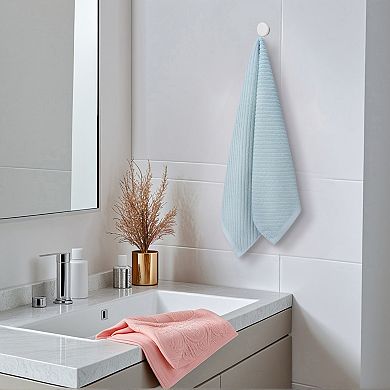 Solid Striped Decorative Hand Towels Set of 2 Cotton Soft Absorbent Hand Towel Set, 14"x30"