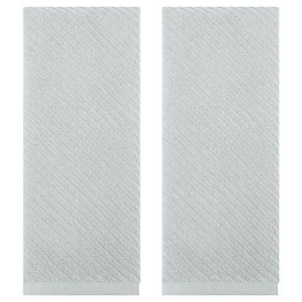 Solid Striped Decorative Hand Towels Set of 2 Cotton Soft Absorbent Hand Towel Set, 14"x30"