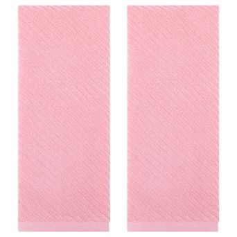 Solid Striped Decorative Hand Towels Set of 2 Cotton Soft Absorbent Hand Towel Set, 14"x30"