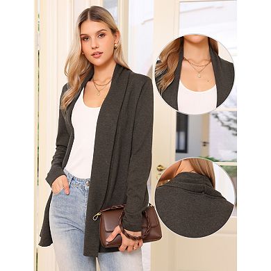 Women's Knit Cardigan Open Front Long Sleeve Lightweight Stretch Sweater Outwear Casual Cardigans