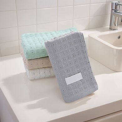 Waffle Hand Towels for Bathroom 2 Pack, Cotton Soft Absorbent Towel for Face Spa Bath Gym 13"x29"