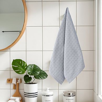 Waffle Hand Towels for Bathroom 2 Pack, Cotton Soft Absorbent Towel for Face Spa Bath Gym 13"x29"
