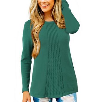Women's Fall Winter Sweater Pullover Ribbed Knit Loose Fit Casual Crewneck Top