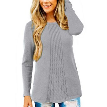 Women's Fall Winter Sweater Pullover Ribbed Knit Loose Fit Casual Crewneck Top
