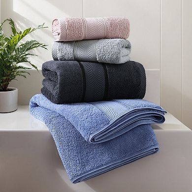 Solid Striped Hand Towels Set of 2, Cotton Soft Absorbent Bathroom Decorative Towel 14"x30"