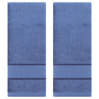 Solid Striped Hand Towels Set of 2, Cotton Soft Absorbent Bathroom Decorative Towel 14"x30"