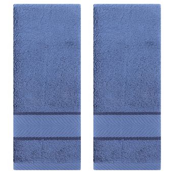 Solid Striped Hand Towels Set of 2, Cotton Soft Absorbent Bathroom Decorative Towel 14"x30"