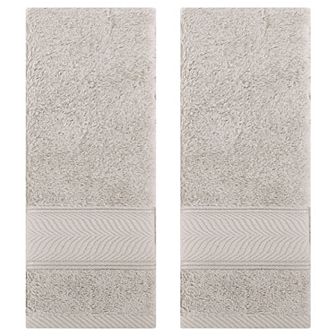 Solid Striped Hand Towels Set of 2, Cotton Soft Absorbent Bathroom Decorative Towel 14"x30"
