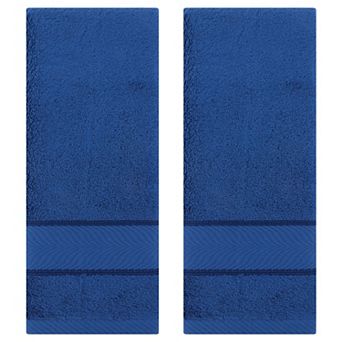 Solid Striped Hand Towels Set of 2, Cotton Soft Absorbent Bathroom Decorative Towel 14"x30"