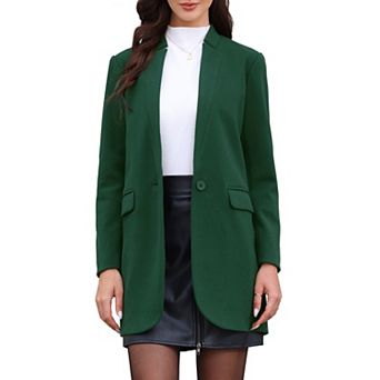 Winter Overcoat for Women's Notched Stand Collar Long Sleeve One Buttoned Mid-Length Coat Outerwear
