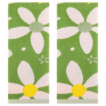 Floral Pattern Pure Cotton Soft Absorbent Decorative Hand Towels 13 x 29 Inch 2 Pack