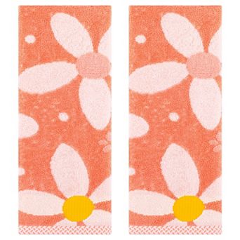 Floral Pattern Pure Cotton Soft Absorbent Decorative Hand Towels 13 x 29 Inch 2 Pack