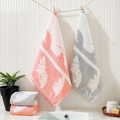 Plant Pattern Decorative Hand Towels, 14x29 Inch Soft Absorbent Cotton Towel 2 Pack