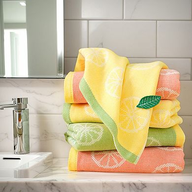 Lemon Fruit Pattern Hand Towels for Bathroom, Soft Absorbent Cotton Towel, 13x29 Inch 4 Pack