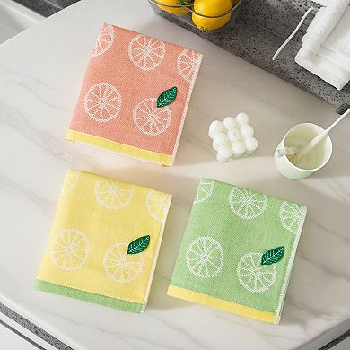 Lemon Fruit Pattern Hand Towels for Bathroom, Soft Absorbent Cotton Towel, 13x29 Inch 4 Pack