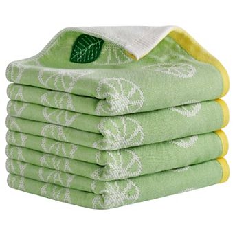 Lemon Fruit Pattern Hand Towels for Bathroom, Soft Absorbent Cotton Towel, 13x29 Inch 4 Pack