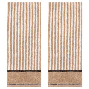 Striped Cotton Bathroom Hand Towels, 13x29 Inch Soft Absorbent Hand Towels 2 Pack