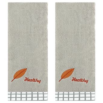 Leaves Pattern Hand Towels for Bathroom, 13x29 Inch Soft Absorbent Decorative Towel 2 Pack