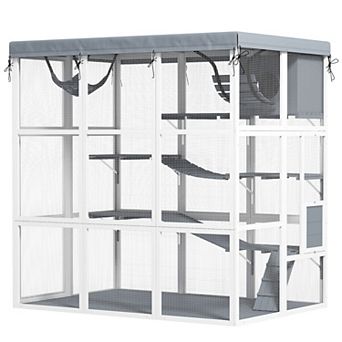 PawHut Outdoor Catio Cat Enclosure for 2-4 Large Cats, 71inch Length