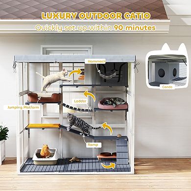 PawHut Outdoor Catio Cat Enclosure for 2-4 Large Cats, 71inch Length