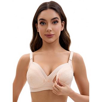 Nursing Bra for Women Lace Front Closure Adjustable Straps Pumping Maternity Underwear